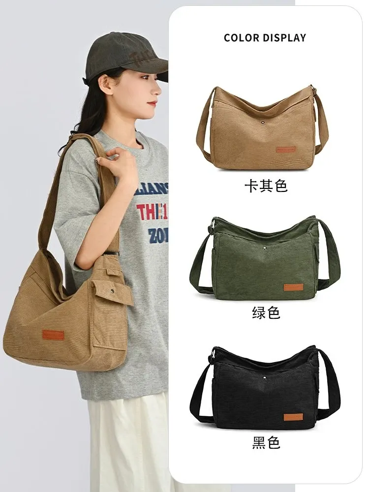 Tas Selempang Wanita Bahan PU Sintetis Polos Warna Hitam Model Hobo Tali Lebar Harga Grosir