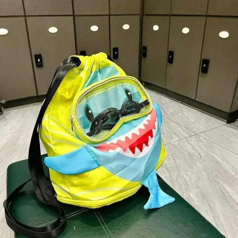 Tas Ransel Anak Bahan Nylon Motif Print Warna Biru Bentuk Kotak Tali Serut Grosir Import