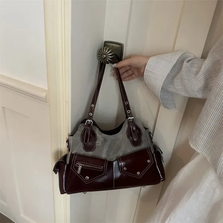 Tas Selempang Wanita Bahan PU Sintetis Polos Warna Merah Bentuk Kotak Tali Resleting Grosir