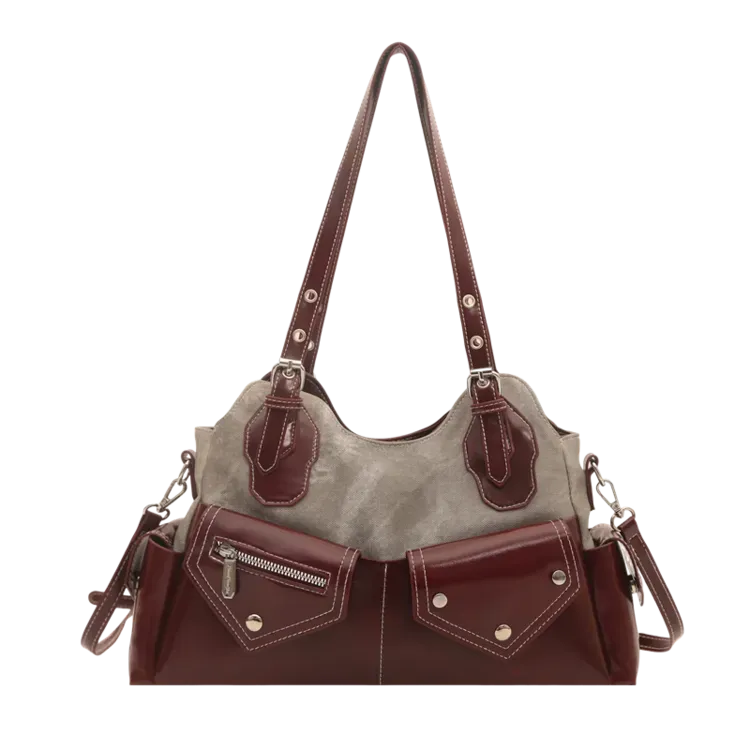 Tas Selempang Wanita Bahan PU Sintetis Polos Warna Merah Bentuk Kotak Tali Resleting Grosir