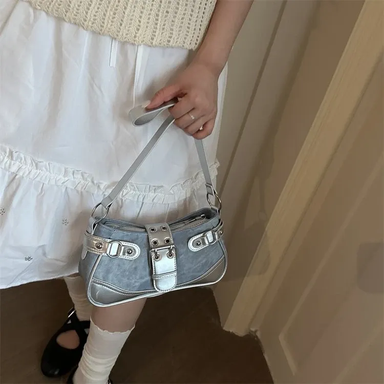 Tas Selempang Wanita Bahan PU Sintetis Polos Warna Abu-Abu Bentuk Kotak Tali Pilihan Reseller