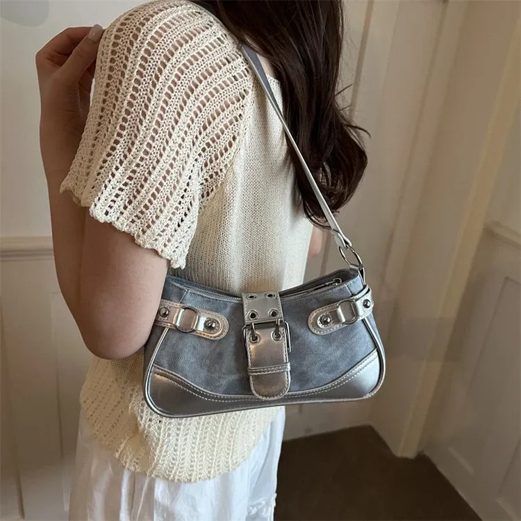 Tas Selempang Wanita Bahan PU Sintetis Polos Warna Abu-Abu Bentuk Kotak Tali Pilihan Reseller