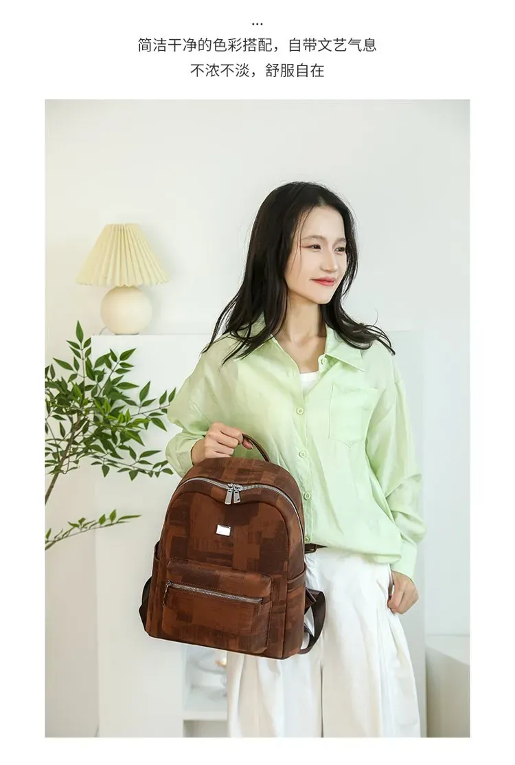 Tas Ransel Pria Bahan Kain Motif Print Warna Biru Bentuk Kotak Tali Lebar Grosir Import