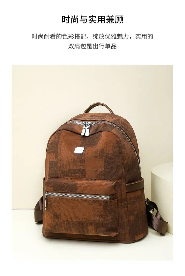 Tas Ransel Pria Bahan Kain Motif Print Warna Biru Bentuk Kotak Tali Lebar Grosir Import