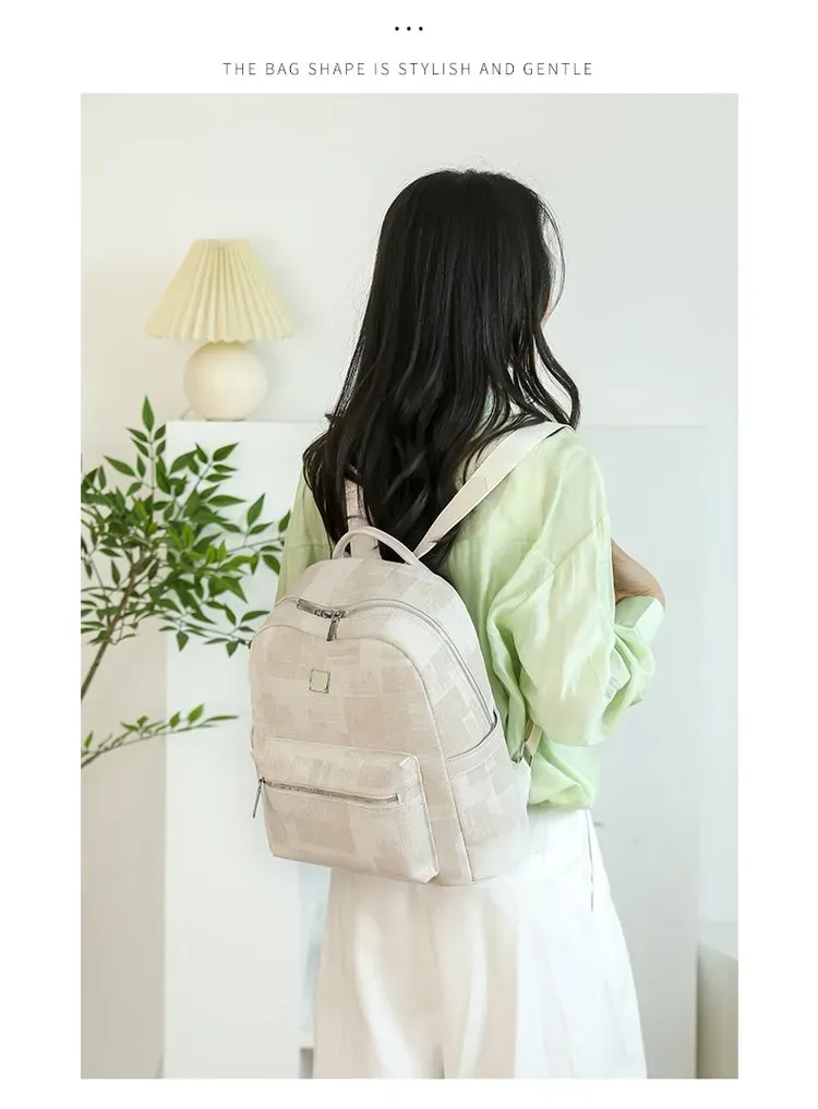 Tas Ransel Pria Bahan Kain Motif Print Warna Biru Bentuk Kotak Tali Lebar Grosir Import