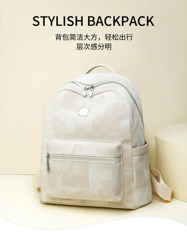 Tas Ransel Pria Bahan Kain Motif Print Warna Biru Bentuk Kotak Tali Lebar Grosir Import