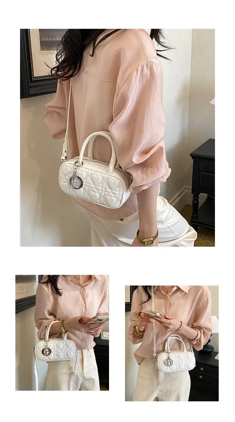 Tas Selempang Wanita Bahan PU Sintetis Model Quilted Warna Hitam Bentuk Kotak untuk Toko Online
