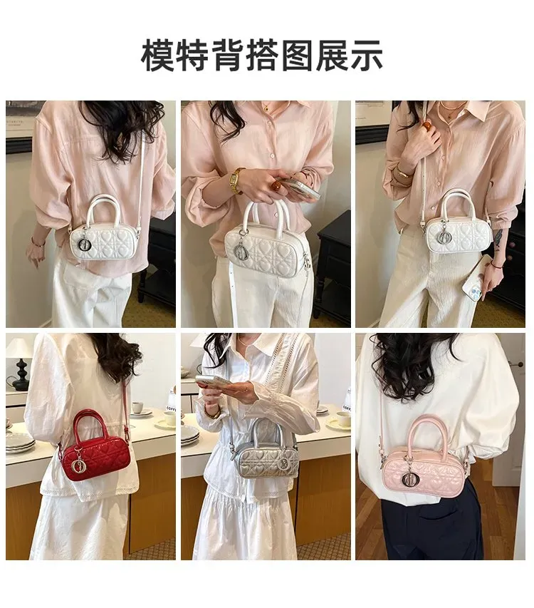 Tas Selempang Wanita Bahan PU Sintetis Model Quilted Warna Hitam Bentuk Kotak untuk Toko Online