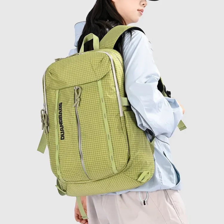 Tas Ransel Wanita Bahan Nylon Polos Warna Merah Bentuk Kotak Tali Lebar Resleting Grosir Import