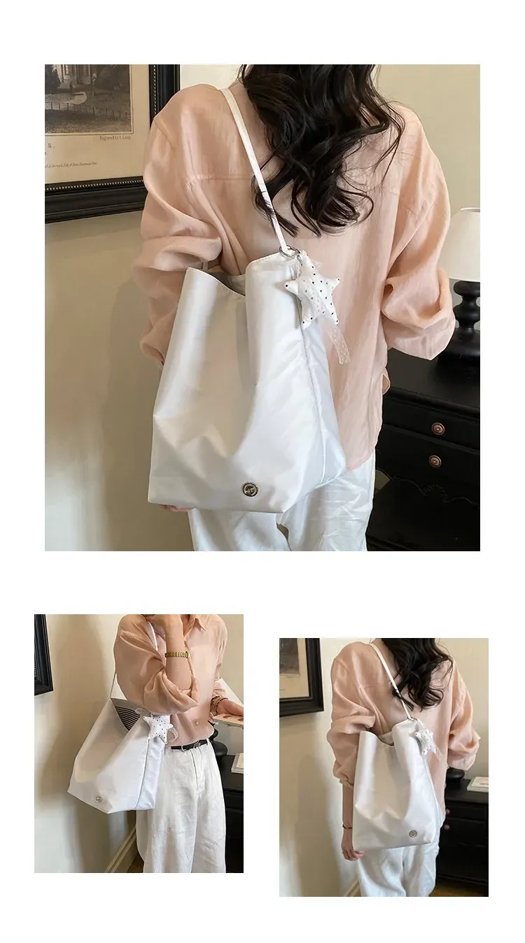 Tas Selempang Wanita Bahan Nylon Polos Warna Merah Bentuk Bulat Tali Panjang Grosir Import
