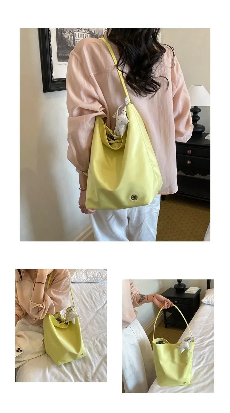 Tas Selempang Wanita Bahan Nylon Polos Warna Merah Bentuk Bulat Tali Panjang Grosir Import