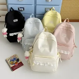 Tas Selempang Wanita Bahan Nylon Polos Warna Hitam Bentuk Kotak Tali Panjang Model Import