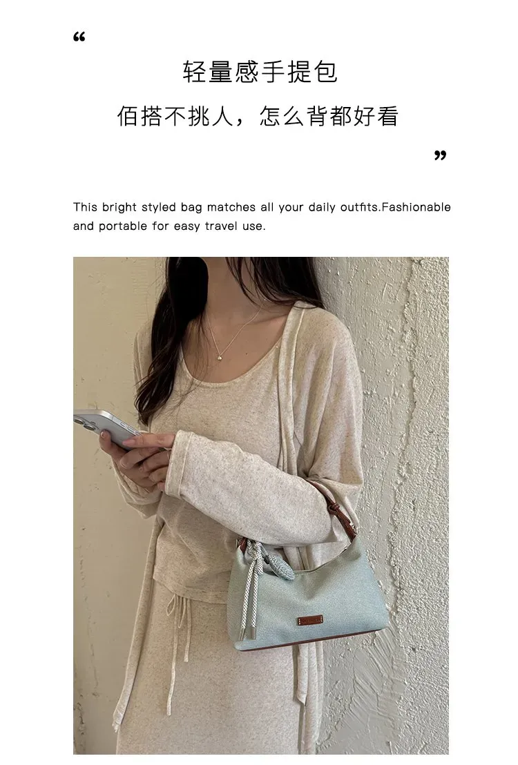Tas Selempang Wanita Bahan PU Sintetis Polos Warna Biru Bentuk Kotak Tali Lebar
