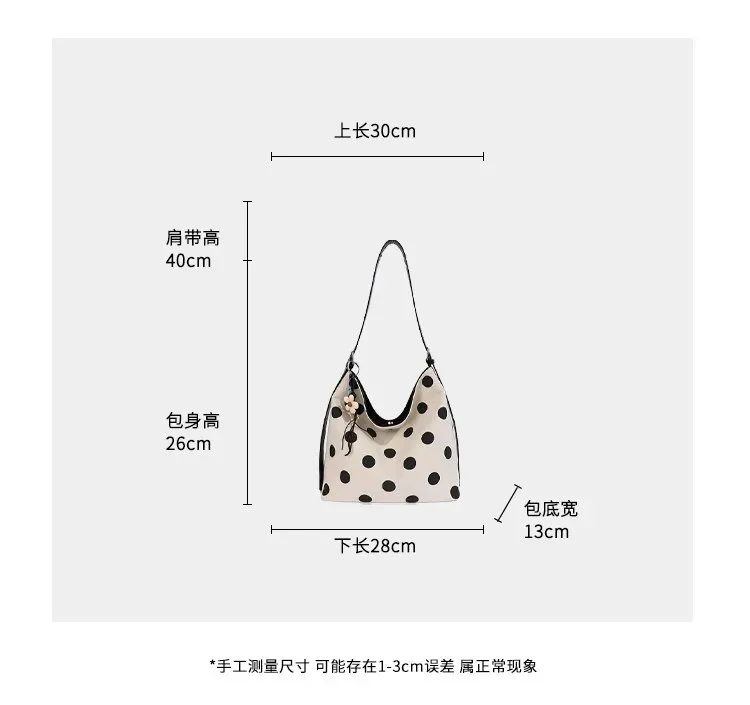 Tas Selempang Wanita Bahan PU Sintetis Motif Polkadot Model Hobo Tali Panjang Grosir Import
