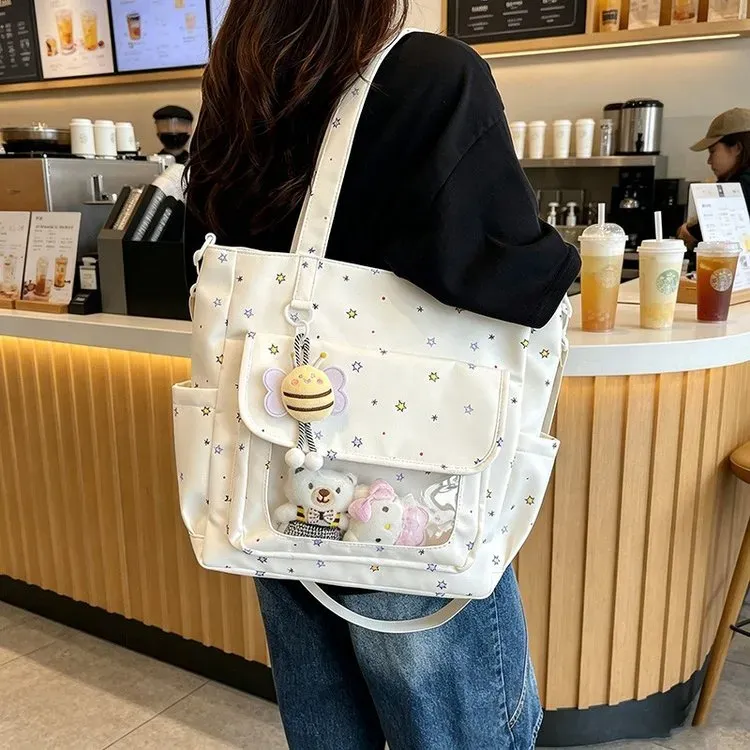 Tas Selempang Wanita Bahan PU Sintetis Polos Warna Putih Bentuk Kotak Tali Lebar Grosir Import