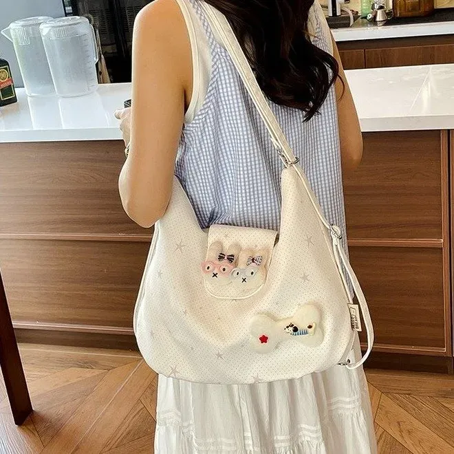 Tas Selempang Wanita Bahan PU Sintetis Polos Warna Putih Bentuk Kotak Tali Lebar Grosir Import