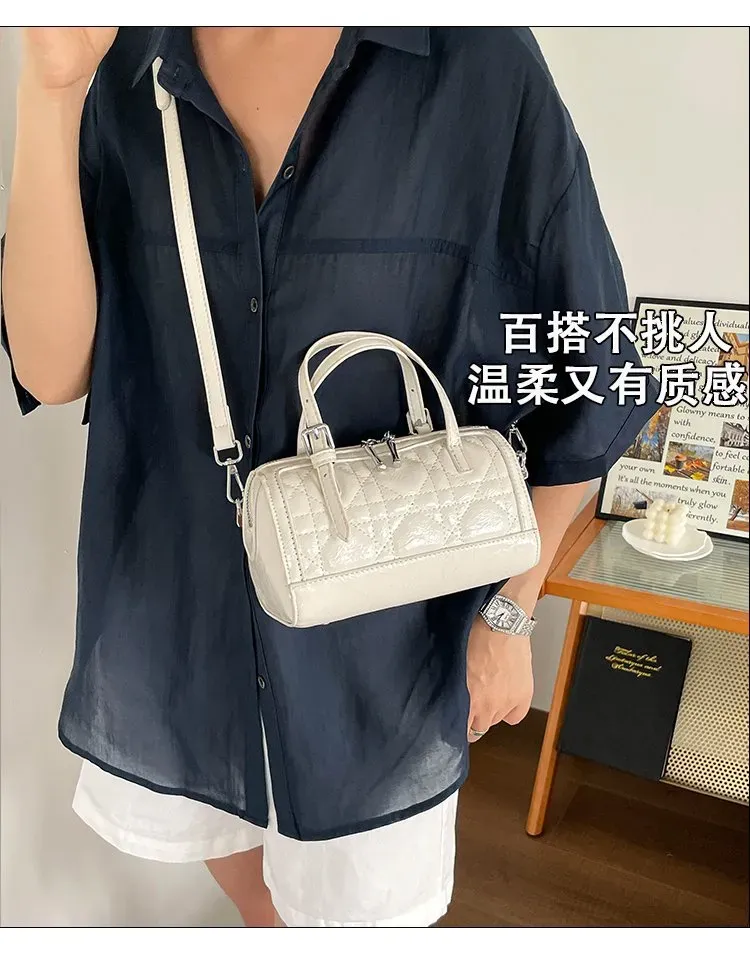 Tas Selempang Wanita Bahan PU Sintetis Model Quilted Warna Pink Bentuk Kotak Casual Grosir