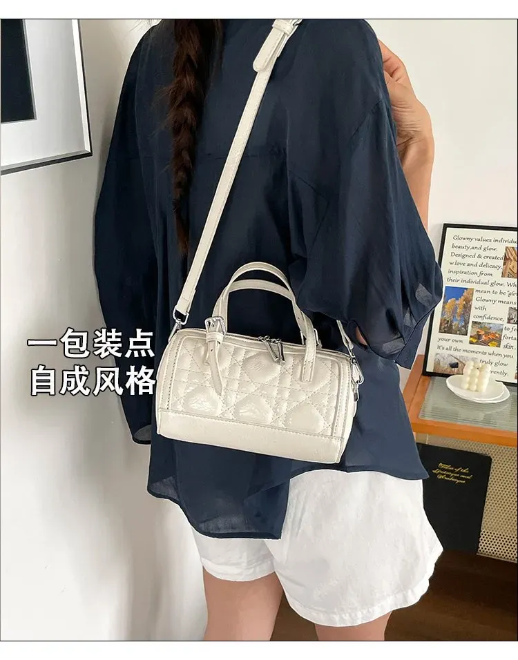 Tas Selempang Wanita Bahan PU Sintetis Model Quilted Warna Pink Bentuk Kotak Casual Grosir