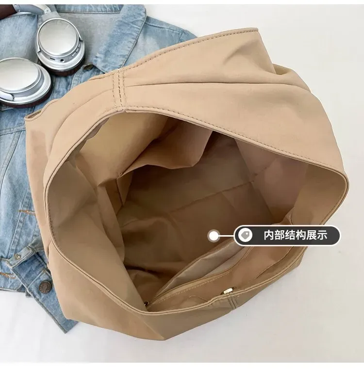 Tas Selempang Wanita Bahan PU Sintetis Polos Warna Beige Bentuk Kotak Tali Lebar untuk Toko