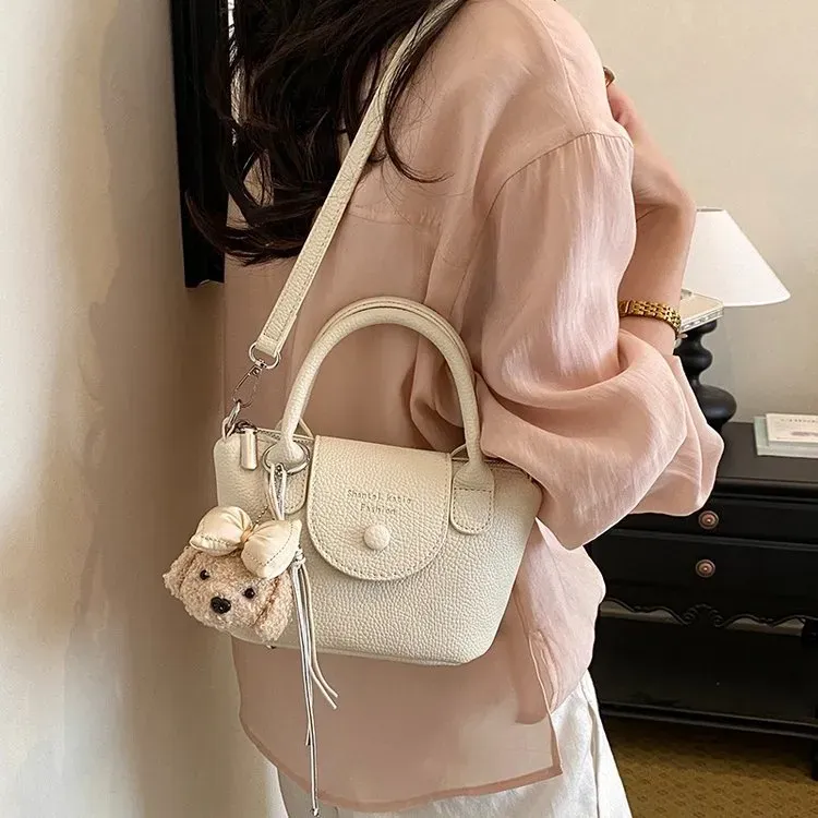 Tas Selempang Wanita Bahan PU Sintetis Polos Warna Hitam Bentuk Kotak Tali untuk Reseller