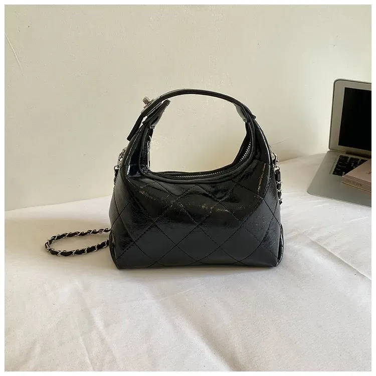 Tas Selempang Wanita Bahan PU Sintetis Model Quilted Bentuk Kotak Tali Lebar Grosir Import