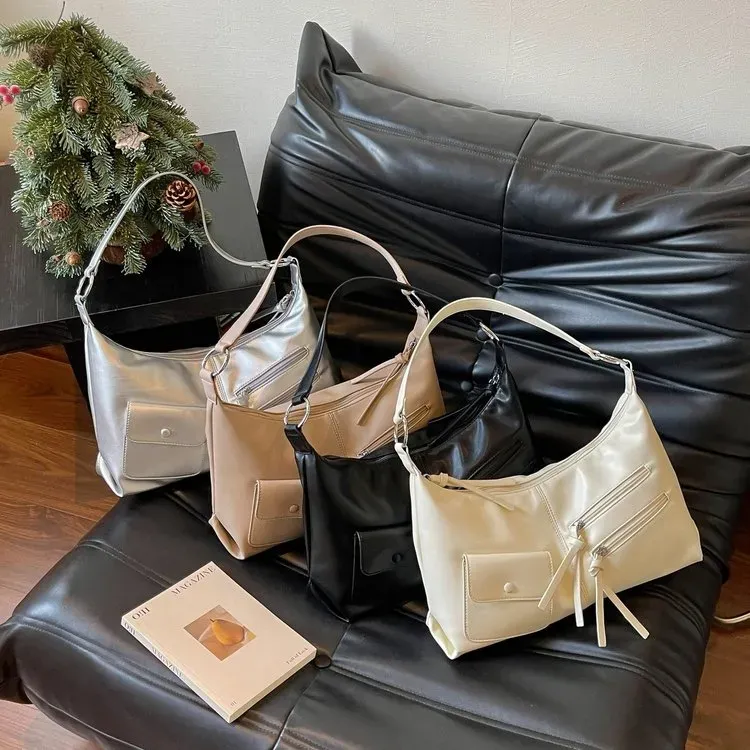 Tas Selempang Wanita Bahan PU Sintetis Polos Bentuk Kotak Tali Lebar Resleting Harga Grosir