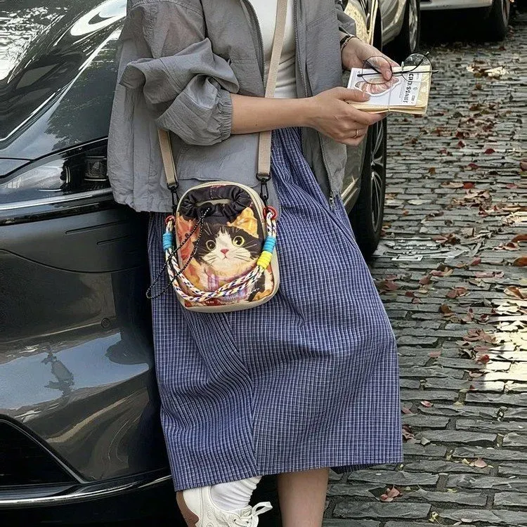 Tas Ransel Wanita Bahan PU Sintetis Polos Warna Biru Bentuk Kotak Tali Lebar Bahan Denim