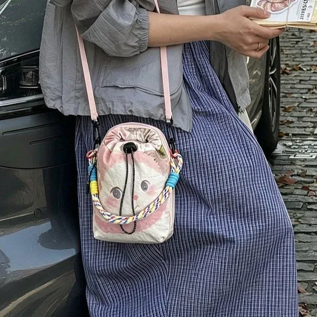 Tas Ransel Wanita Bahan PU Sintetis Polos Warna Biru Bentuk Kotak Tali Lebar Bahan Denim