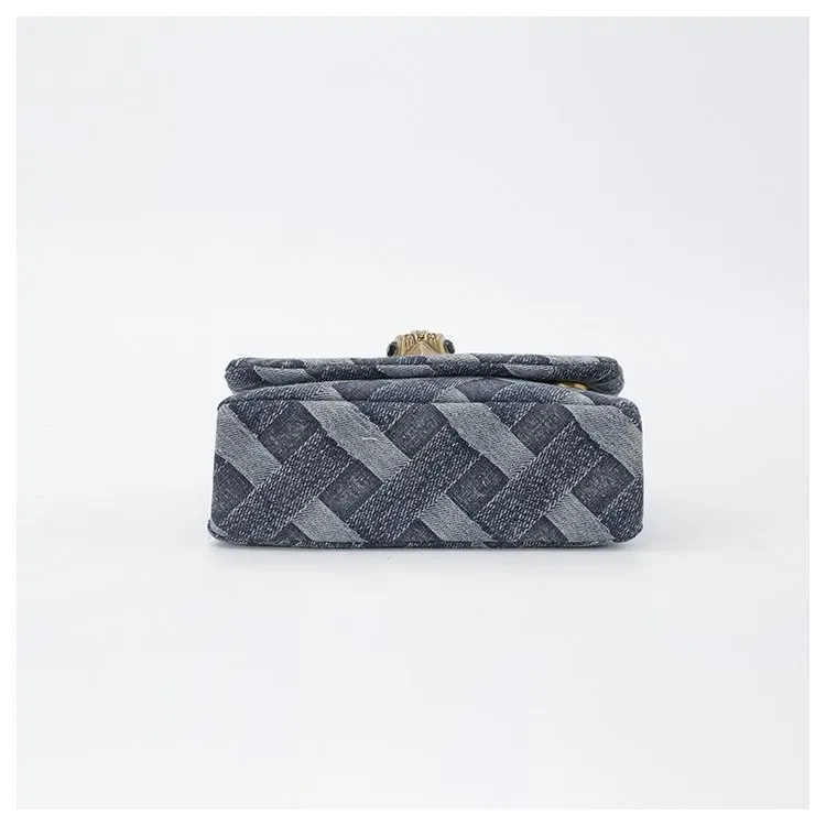 Tas Selempang Wanita Bahan PU Sintetis Model Quilted Warna Biru Bentuk Kotak Grosir Import