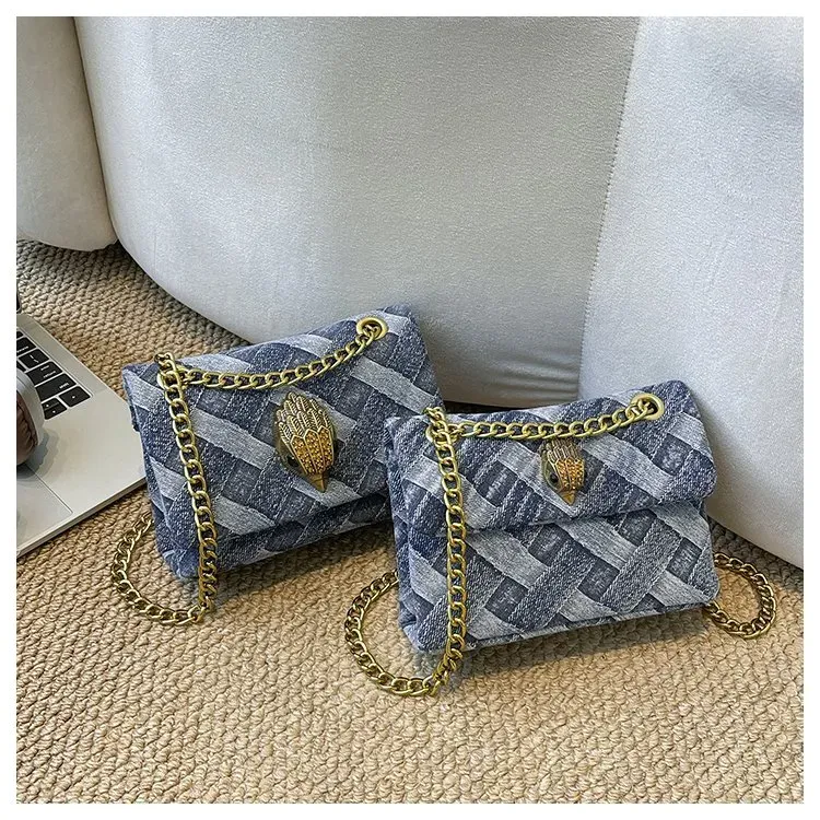 Tas Selempang Wanita Bahan PU Sintetis Model Quilted Warna Biru Bentuk Kotak Grosir Import