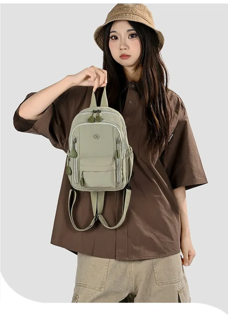 Tas Selempang Wanita Bahan Nylon Warna Hijau Resleting Grosir Import