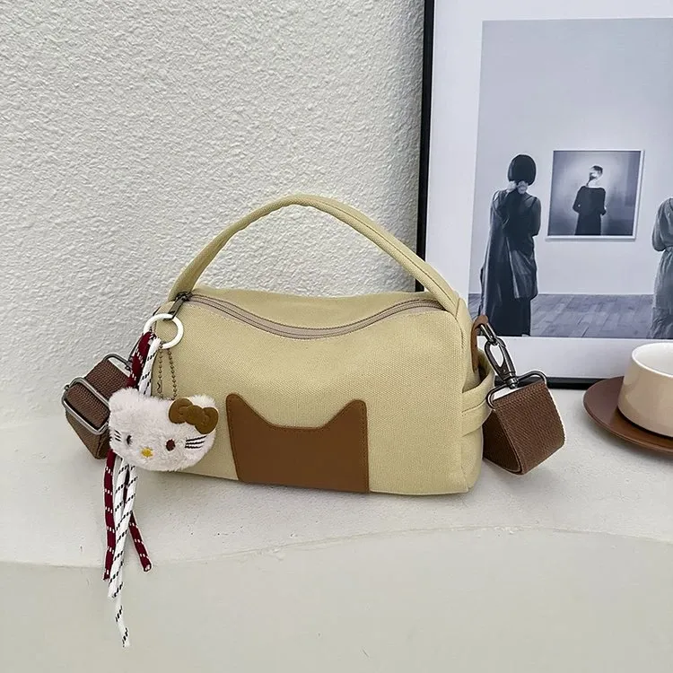 Tas Selempang Wanita Bahan PU Sintetis Polos Warna Hitam Bentuk Bulat Tali Lebar Grosir Import