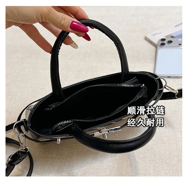 Tas Selempang Wanita Bahan PU Sintetis Motif Print Warna Hitam Bentuk Kotak Tali Harga Grosir