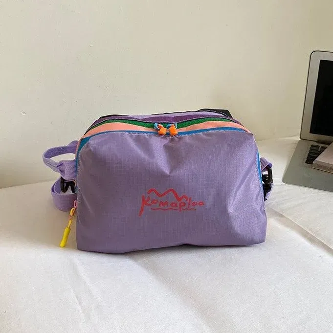 Tas Selempang Wanita Bahan Nylon Polos Warna Hitam Bentuk Kotak Tali Panjang Harga Grosir