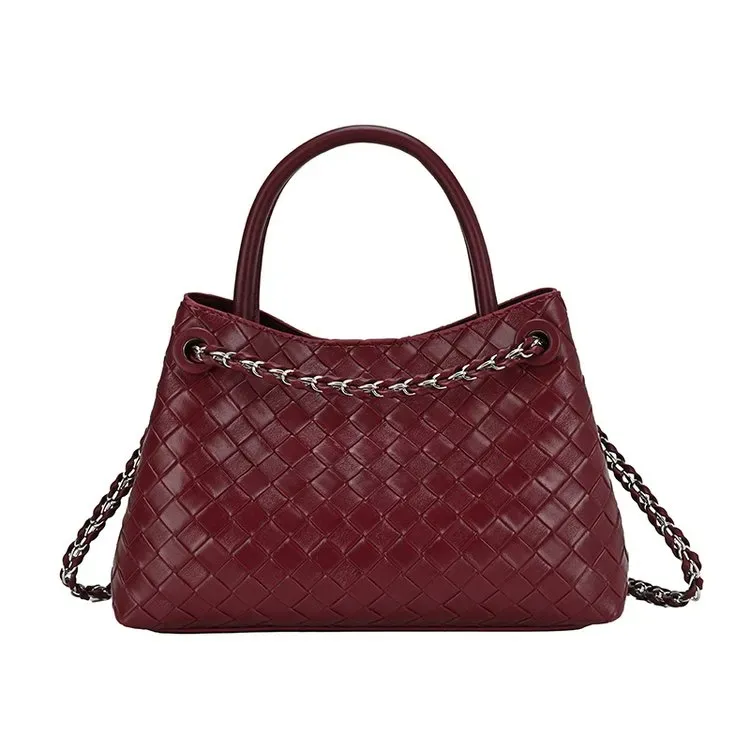 Tas Selempang Wanita Bahan PU Sintetis Model Quilted Warna Merah Bentuk Kotak Grosir Import