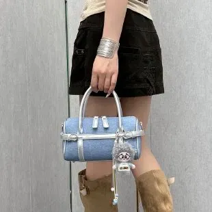 Tas Selempang Wanita Bahan PU Sintetis Polos Warna Biru Bentuk Kotak Tali Katalog Grosir