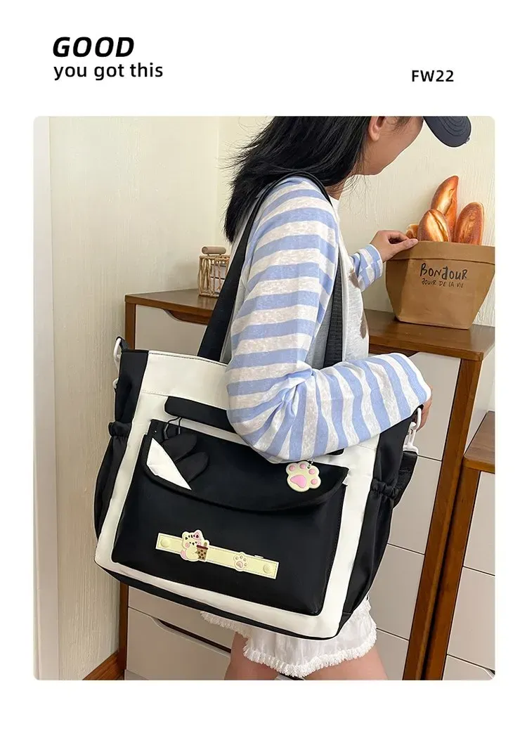 Tas Selempang Wanita Bahan Nylon Polos Warna Putih Bentuk Kotak Tali Panjang Resleting Grosir