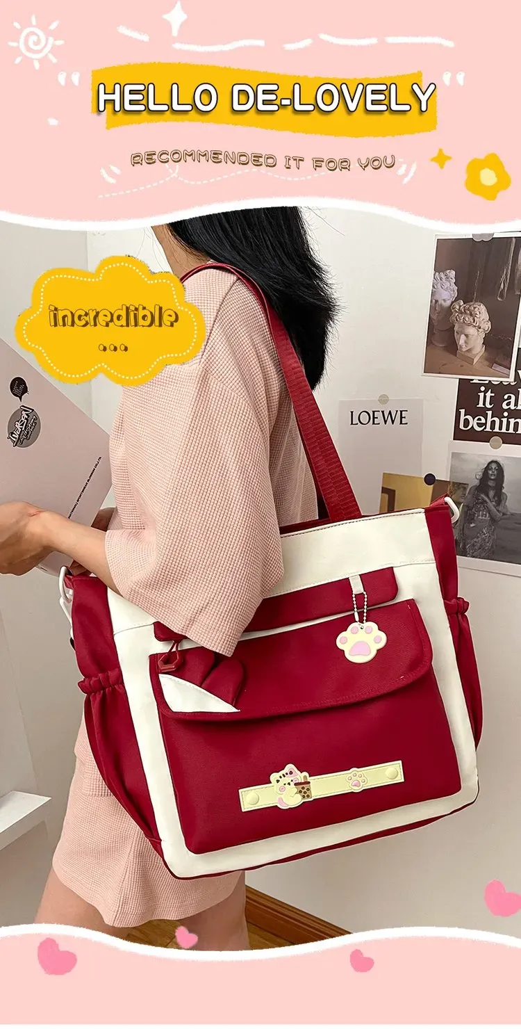 Tas Selempang Wanita Bahan Nylon Polos Warna Putih Bentuk Kotak Tali Panjang Resleting Grosir