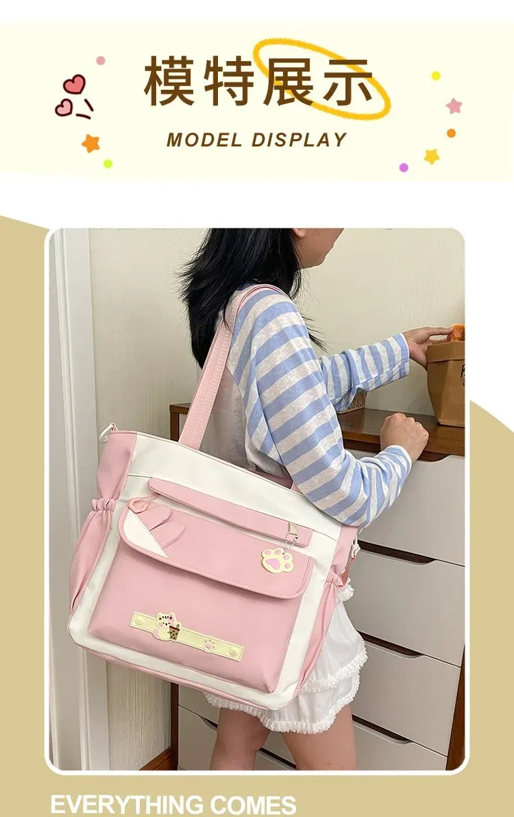 Tas Selempang Wanita Bahan Nylon Polos Warna Putih Bentuk Kotak Tali Panjang Resleting Grosir