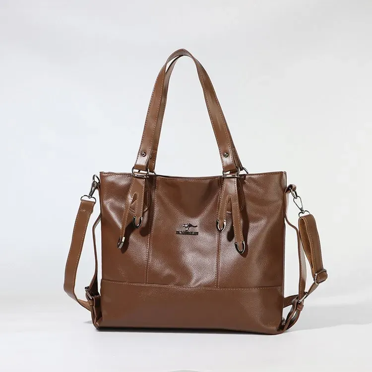 Tas Selempang Wanita Bahan PU Sintetis Polos Warna Hitam Bentuk Kotak Tali Lebar Pilihan