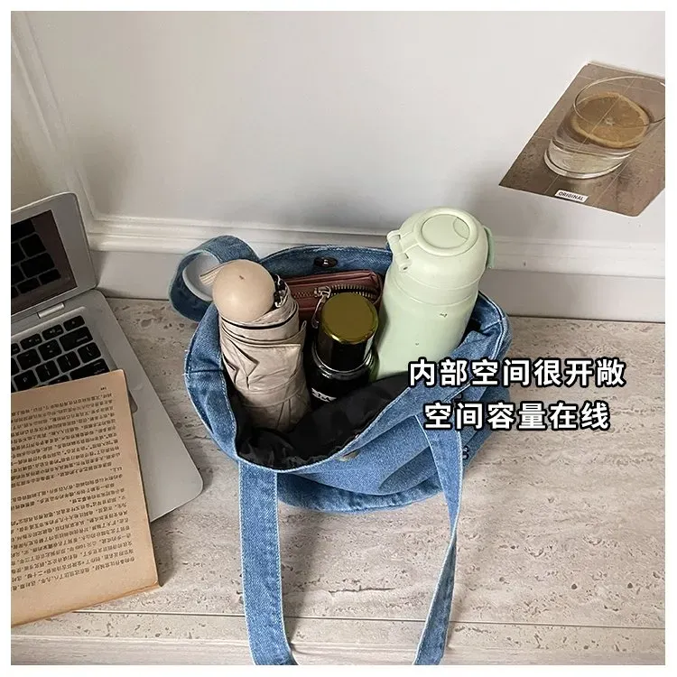 Tas Bucket Wanita Bahan PU Sintetis Motif Print Warna Biru Bentuk Bucket Tali Katalog Grosir