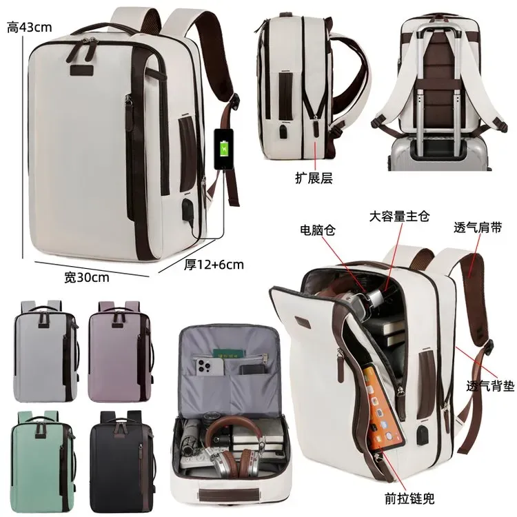 Tas Ransel Wanita Bahan Nylon Polos Warna Pink Bentuk Kotak Tali Lebar Resleting untuk Toko