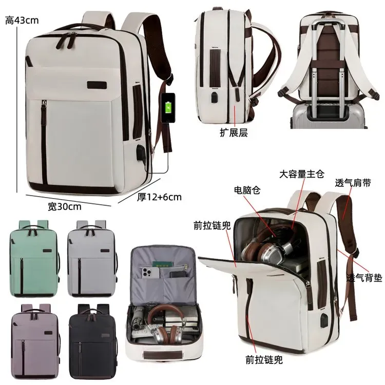 Tas Ransel Wanita Bahan Nylon Polos Warna Pink Bentuk Kotak Tali Lebar Resleting untuk Toko