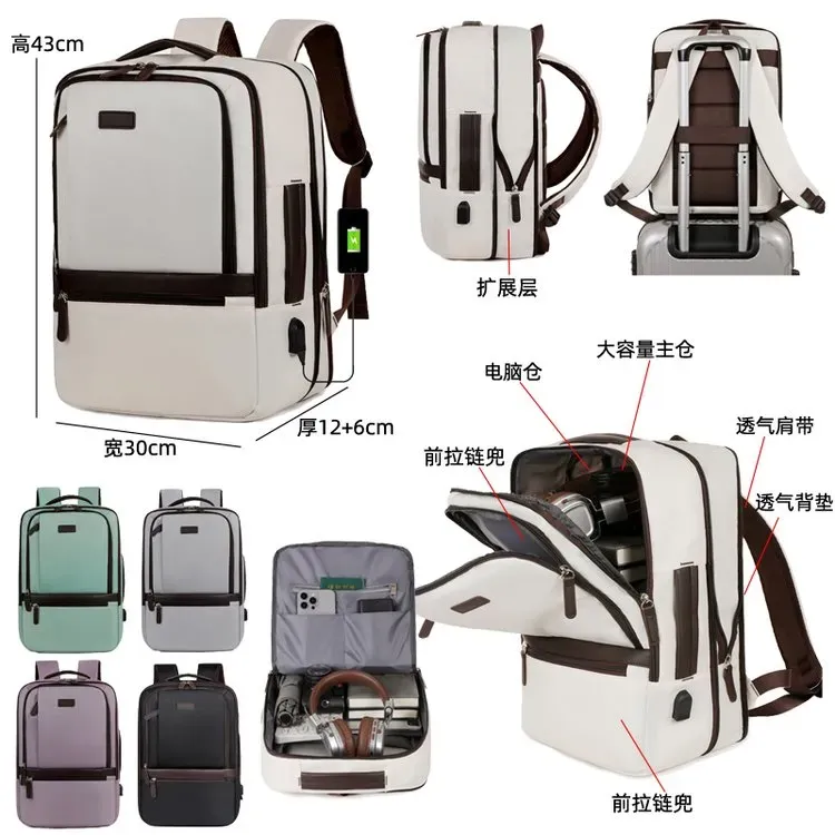 Tas Ransel Wanita Bahan Nylon Polos Warna Pink Bentuk Kotak Tali Lebar Resleting untuk Toko