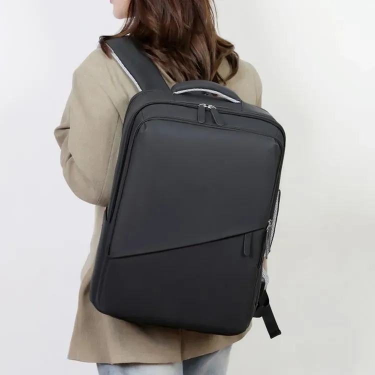 Tas Ransel Wanita Bahan Nylon Polos Warna Pink Bentuk Kotak Tali Lebar Resleting untuk Toko