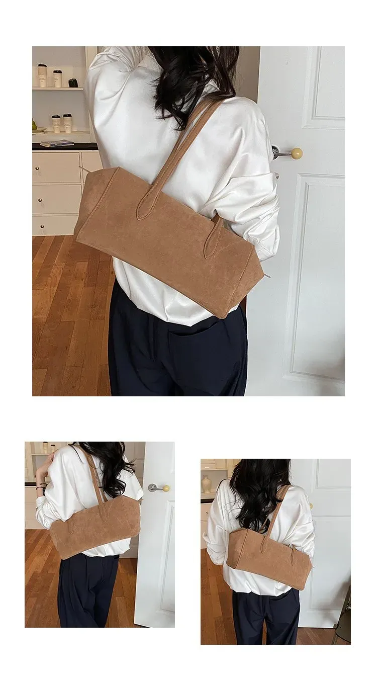 Tas Bahu Wanita Bahan PU Sintetis Polos Warna Hitam Bentuk Kotak Tali Lebar Resleting Grosir