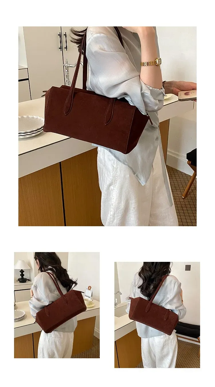 Tas Bahu Wanita Bahan PU Sintetis Polos Warna Hitam Bentuk Kotak Tali Lebar Resleting Grosir