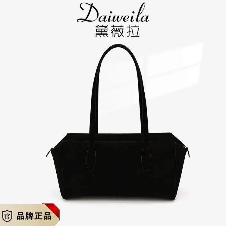 Tas Bahu Wanita Bahan PU Sintetis Polos Warna Hitam Bentuk Kotak Tali Lebar Resleting Grosir