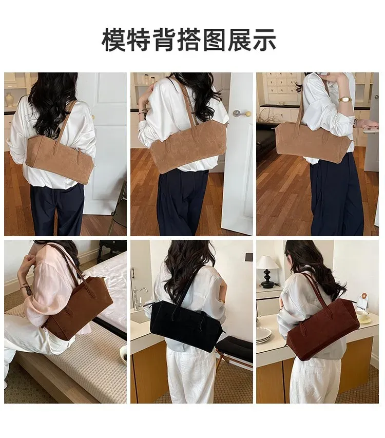 Tas Bahu Wanita Bahan PU Sintetis Polos Warna Hitam Bentuk Kotak Tali Lebar Resleting Grosir