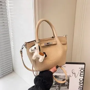 Tas Selempang Wanita Bahan PU Sintetis Polos Warna Beige Bentuk Kotak Tali Grosir Import